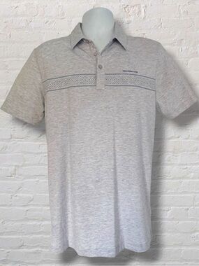 TravisMathew Polo Mens M Gray Aztec Stripe Golf Short Sleeve Performance Shirt